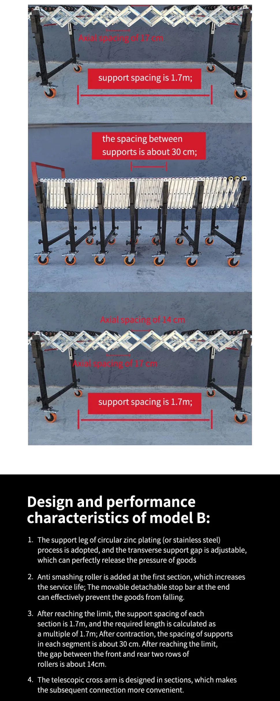 Portable Flexible Roller Conveyor Gravity Roller Conveyor